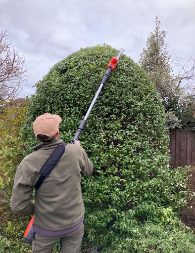 Review of the Husqvarna Hedge trimmer by Essex Garden designer Practical review of the Husqvarna Hedge Trimmer in an Essex garden by gardener and garden designer Gary Curtis